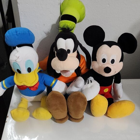Disney Plush Toy Set of Donald Duck, Goofy, Mickey Mouse